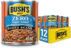 BUSH'S BEST 8.1 oz Canned Zero Sugar Added Baked Beans, Source of Plant Based Protein and Fiber, Low Fat, Gluten Free, (Pack of 12)