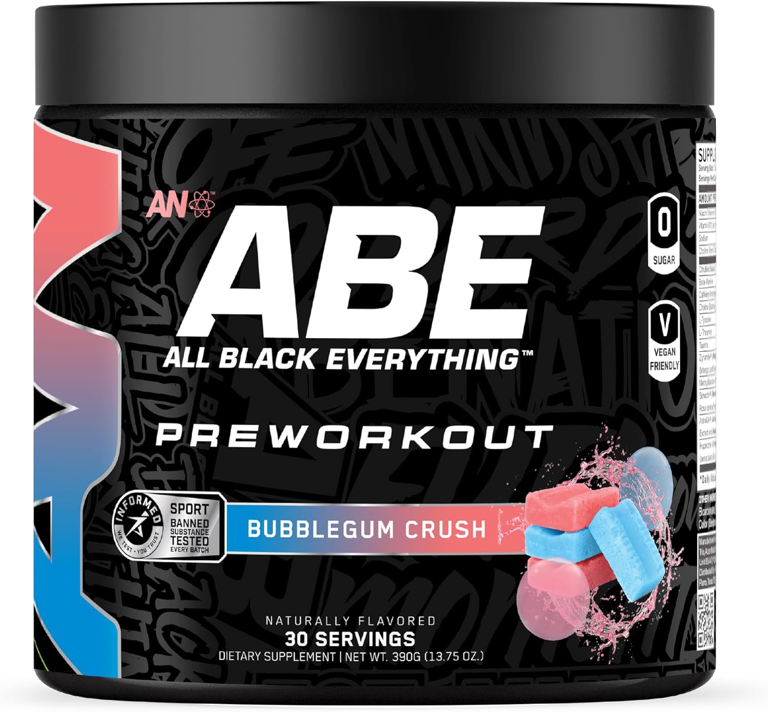 All Black Everything Pre-Workout Powder | Preworkout Energy Drink Mix | 350mg Caffeine | Beta Alanine & Citrulline | Energy Supplement for Men & Women | Bubblegum Crush | 30 Servings