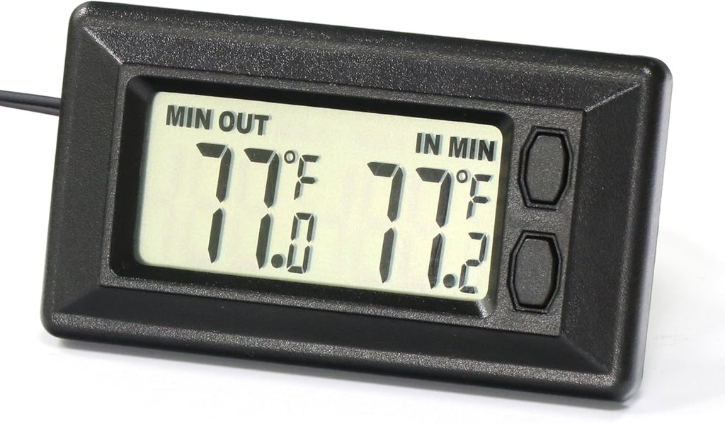 Smart Digital Car Thermometer for Interior & Exterior Use, Dual Display Fahrenheit/Celsius with Max/Min Memory, 9.9 FT Weatherproof Probe Sensor Cable for Sedan, Truck, SUV, Pickup