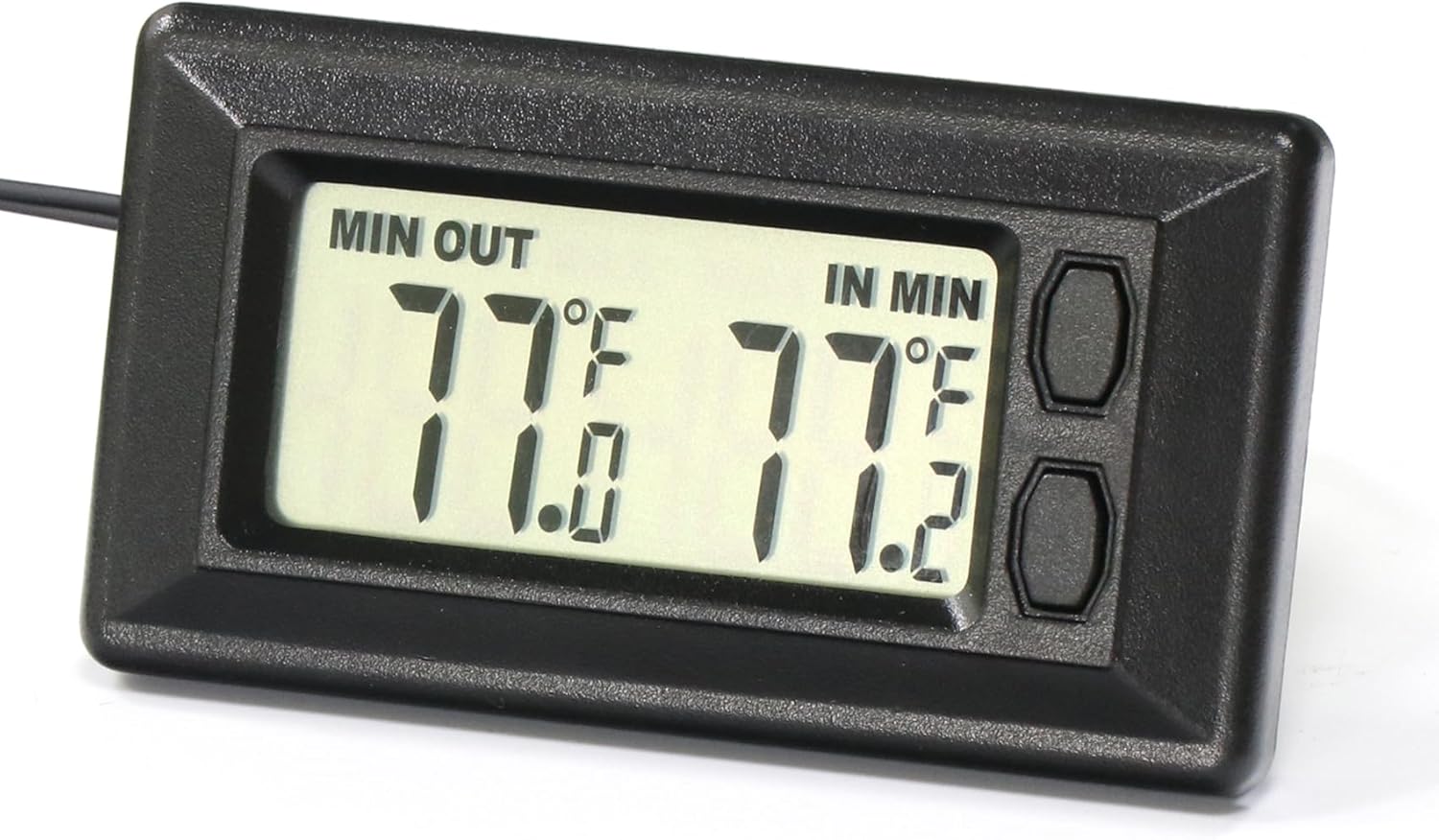 Smart Digital Car Thermometer for Interior & Exterior Use, Dual Display Fahrenheit/Celsius with Max/Min Memory, 9.9 FT Weatherproof Probe Sensor Cable for Sedan, Truck, SUV, Pickup