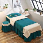 KKLT 4 Sets Cotton Beauty Bedspreads,Soft Breathable Massage Table Sheet Set Salon Bed Cover Massage Table Skirt for Massage Tables-The Lake is Blue 185x70cm(73x28inch)