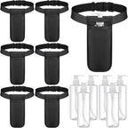 Eaasty 6 Sets Massage Bottle Holster Adjustable Single Holster and 8 oz Plastic Pump Dispenser Bottles for Lotion Massage Oil, Black