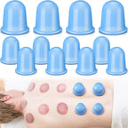 TrelaCo 12 Pcs 2 Size Cupping Therapy Set Silicone Anti Cellulite Cupping Kit for Massage Therapy Cupping Therapy Set Vacuum Suction Cup for Arthritis Relief, Pain Reduction Adults Home Use(Blue)