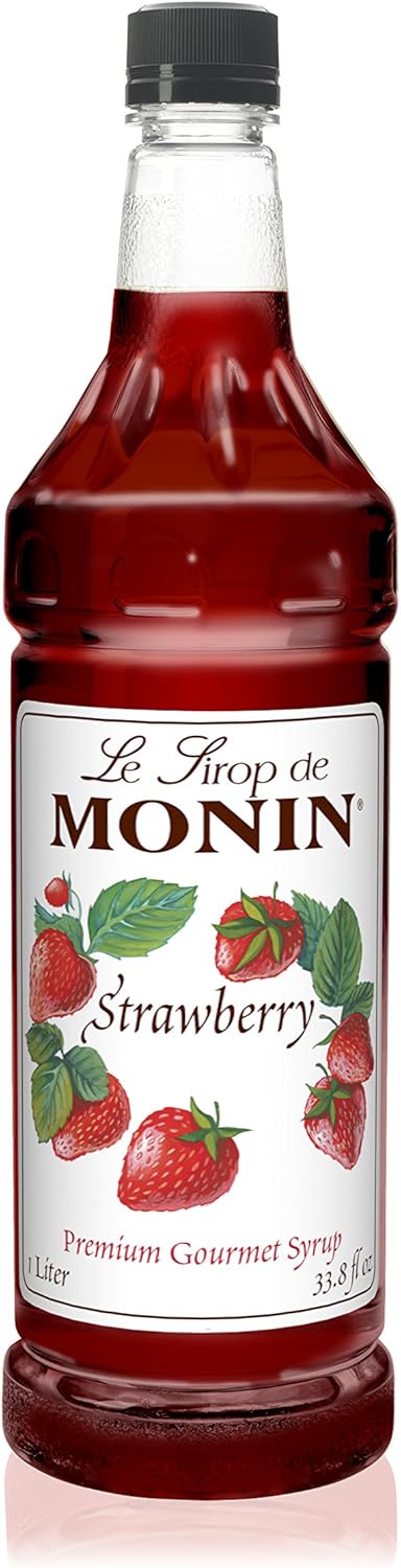 Monin Flavored Syrup, Strawberry, 33.8-Ounce Plastic Bottle (1 liter)