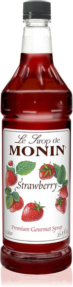 Monin Flavored Syrup, Strawberry, 33.8-Ounce Plastic Bottle (1 liter)