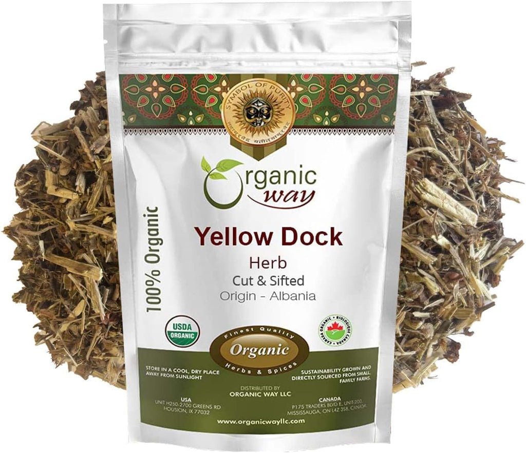 Organic Way Yellow Dock Herb Cut and Sifted - Herbal Tea | European Wild-Harvest | Organic & Kosher Certified | Non GMO & Gluten Free | USDA Certified | Origin - Albania 2 Oz (Pack of 1)