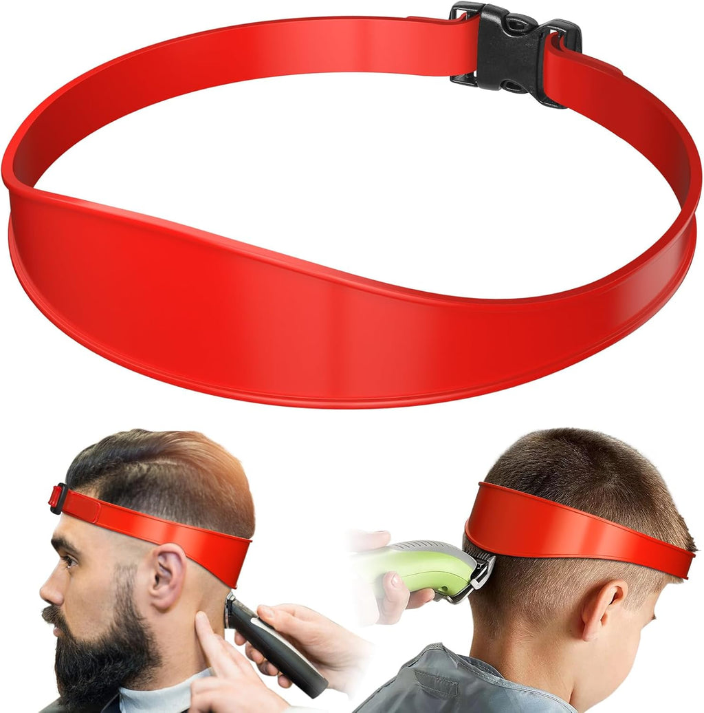 AOMGD Neckline Shaving Template and Adjustable Hair Trimming Guide,DIY Self Haircutting System, Shaving and Keeping a Clean and Straight Neck Hairline,Easy Use Tool Soft Portable (Red)