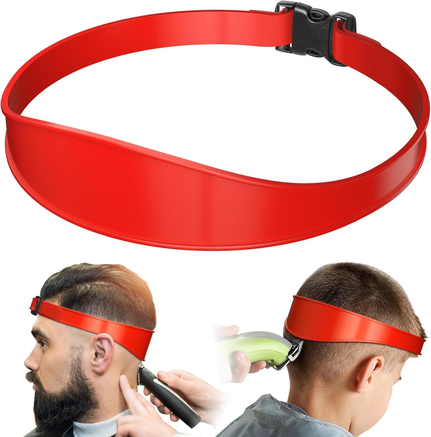 AOMGD Neckline Shaving Template and Adjustable Hair Trimming Guide,DIY Self Haircutting System, Shaving and Keeping a Clean and Straight Neck Hairline,Easy Use Tool Soft Portable (Red)
