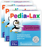 Pedia-Lax Laxative Liquid Glycerin Suppositories for Kids, Ages 2-5, 6 CT, 3 Pack