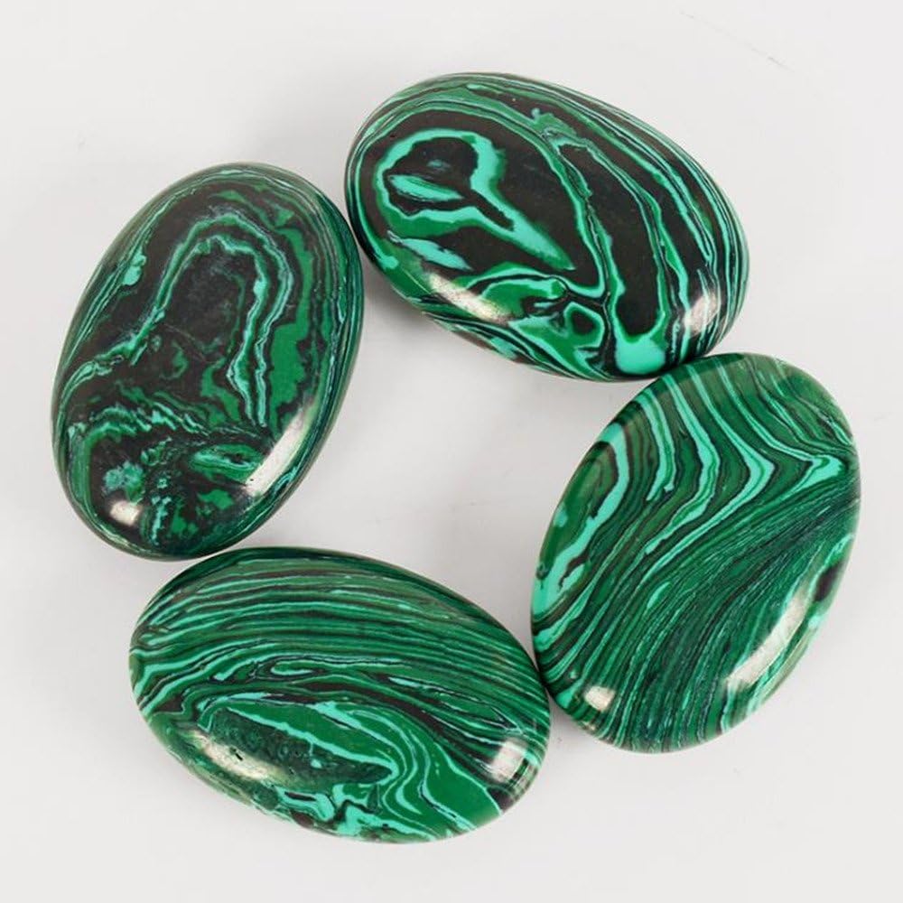 2pcs /lot Natural Massage Stones Malachite Hot Stone for Spa Massage Therapy Hot Spa Rock Balancing Soothing Meditation Reiki or Worry Stones