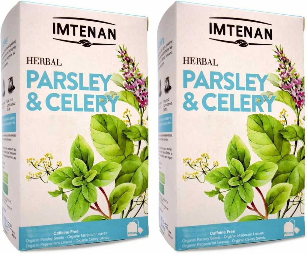 2 Pack Herbal Imtenan Parsley And Celery Tea Bag Natural Drink Herbals Herbs Herb Non Gmo No Additives No Artificial Coloring Kosher Halal (2 Pack : Total : 36 Bags) أعشاب البقدونس و الكرفس حلال
