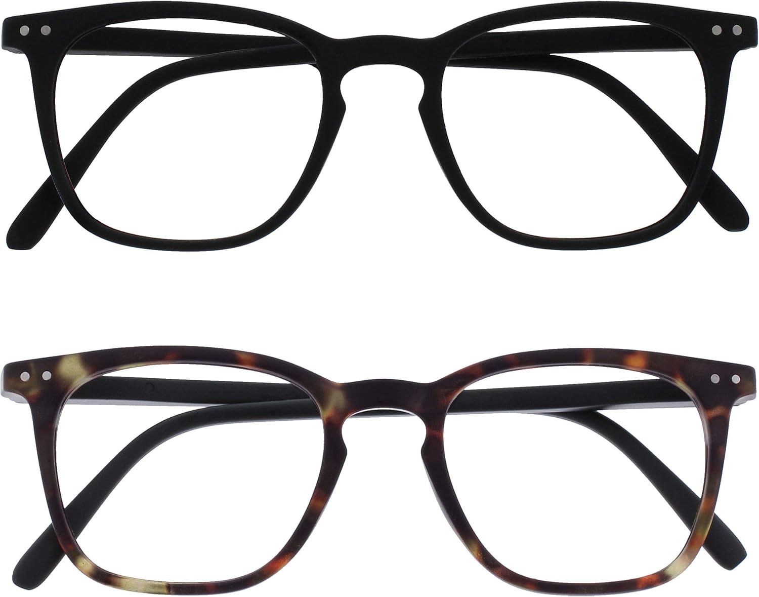 OPULIZE BEX Reading glasses for Women Men, Large Designer Style Sturdy frame with Spring Hinges,Matt Brown Tortoiseshell With Black Arms +1.5 (Pack of 2)