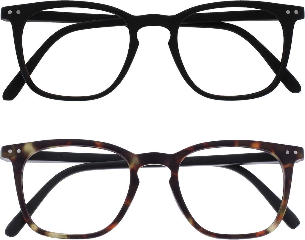 OPULIZE BEX Reading glasses for Women Men, Large Designer Style Sturdy frame with Spring Hinges,Matt Black +2 (Pack of 1)