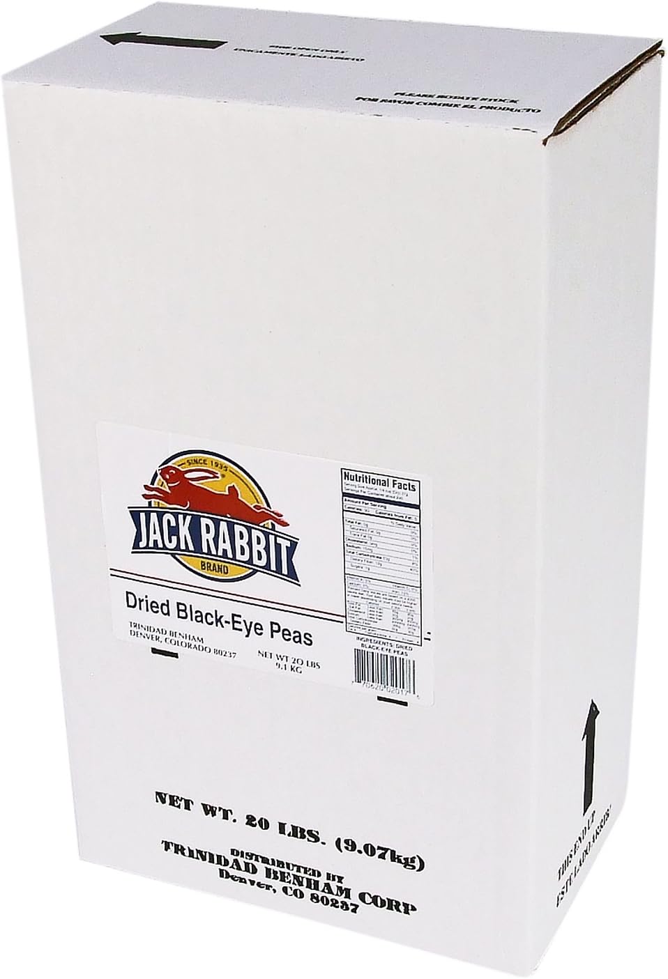 Jack Rabbit Dried Black Eye Beans, 20 lbs Box