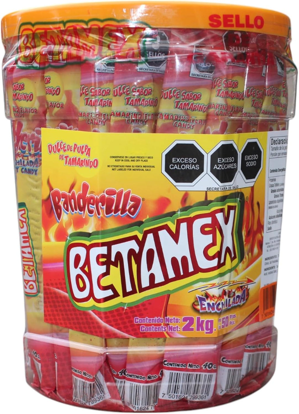 Banderilla Envuelta 2kg 50 pcs Tamarind Candy Spicy Sticks Individually Wrapped