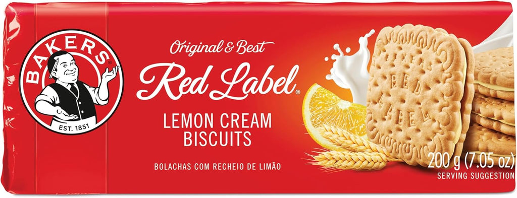 Bakers Red Label Lemon Creams Biscuits (200g) - Pack of 4