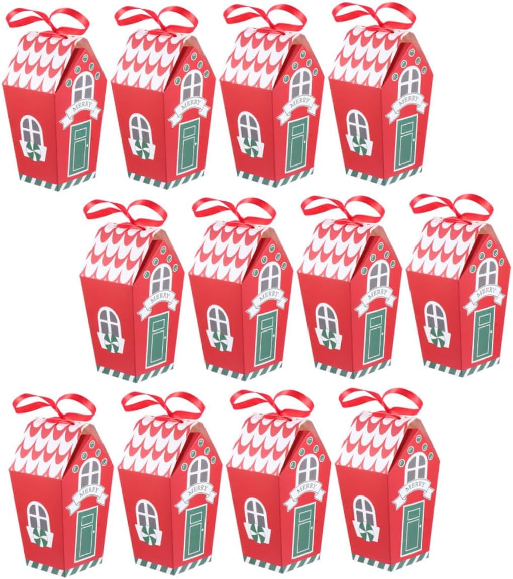 LALADEFIEE 20pcs Christmas Candy Boxes Wrapping Set Red Candy Storage Boxes for Cookies Nougat Snowflake Crisp Holiday Party Supplies