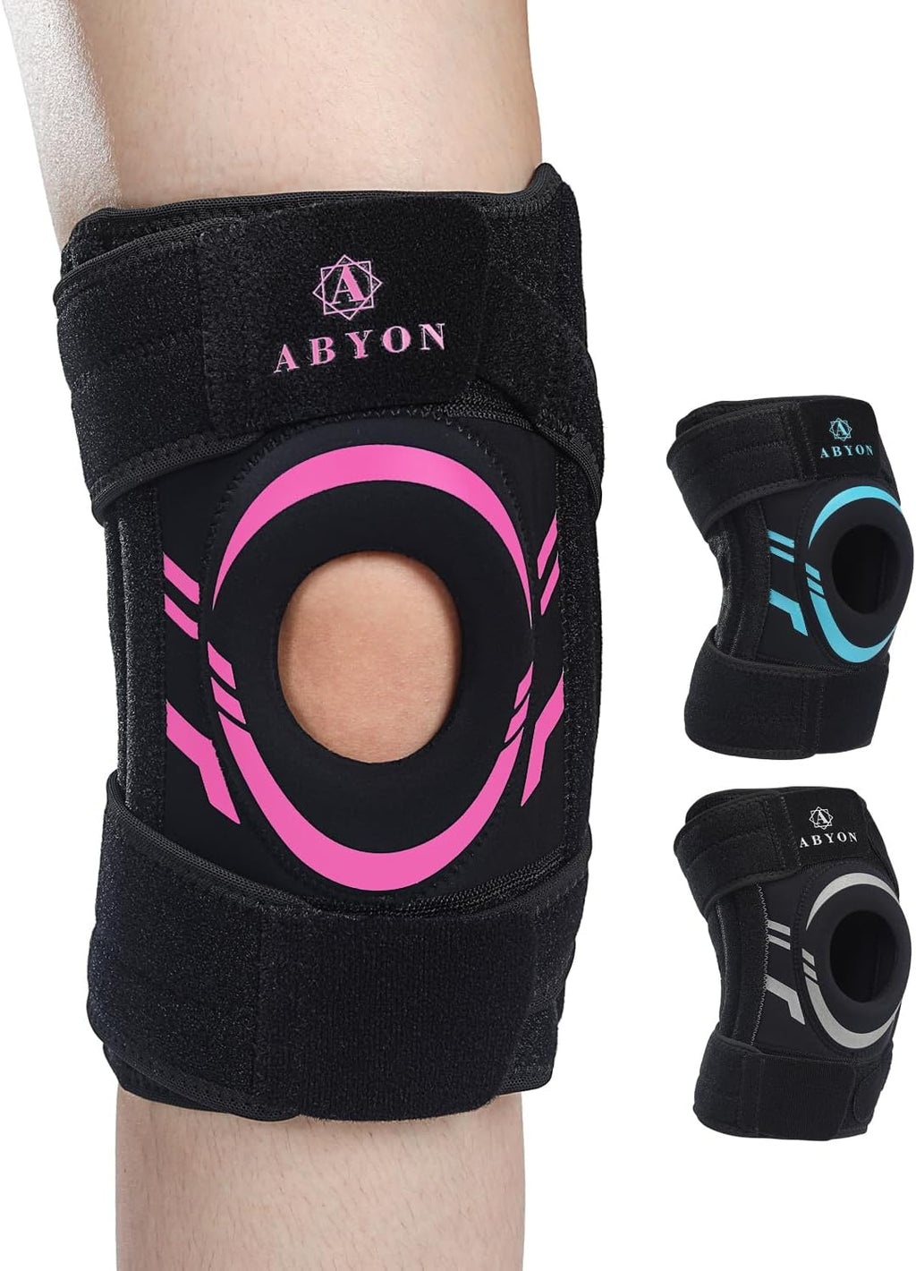 ABYON Knee Brace for Men & Women – Plus Size Adjustable Knee Support for Knee Pain, Meniscus Tear, Arthritis, Acl, Mcl.Neoprene Patella Stability Wrap with Side Spring Stabilizers for Pain Relief & Injury Recovery – See How to Size Video Before Ordering