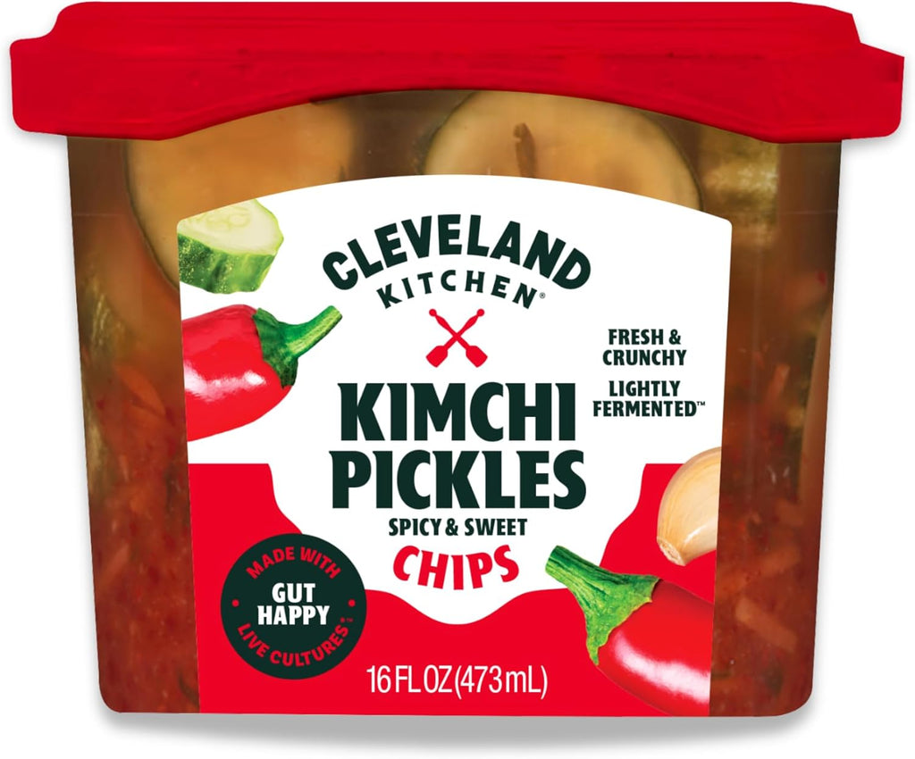 Cleveland Kitchen Kimchi Pickle Chips - Lightly Fermented, Fresh & Crunchy, Bold Kimchi Flavor with a Hint of Spicy Peppers, Vegan & Kosher, 16 oz