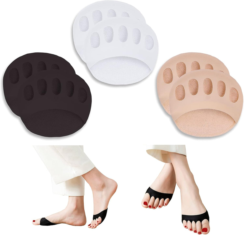 Metatarsa Foot Pads(3pairs) Reusable Soft Ball of Foot Cushions Forefoot Pads for Women Prevention Pain Relief Honeycomb Fabric Foot Pads