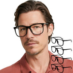 AEZUNI 4 Pack Retro Oversized Square Reading Glasses Men Women Large Wide Stylish Readers 1.0 1.5 2.0 2.5 3.0 3.5 4.0 5.0 6.0