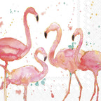 IHR Ideal Home Range Cocktail Napkins Disposable 3-Ply Paper Party Napkin Pack, 5" x 5", Flamingo Fever (Cream), 20-Count