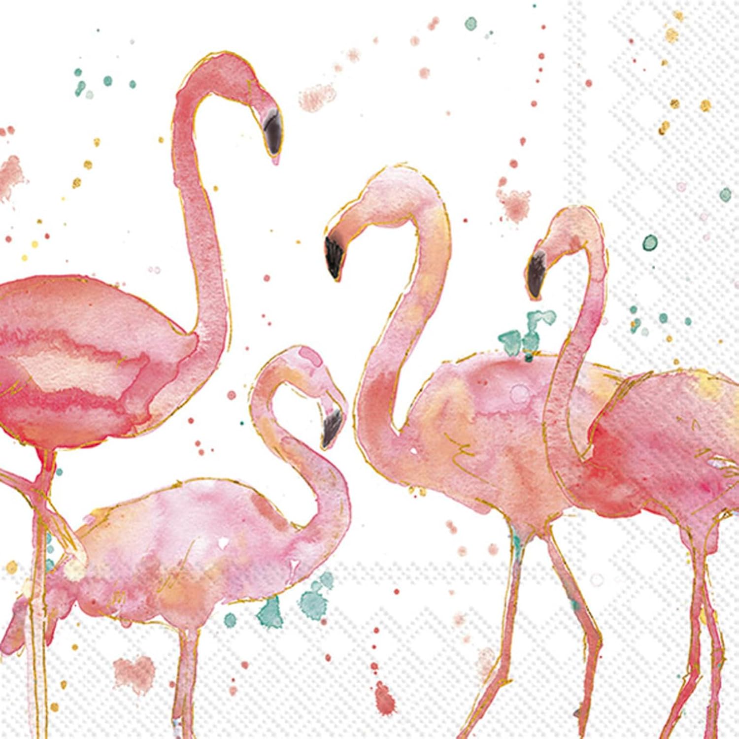 IHR Ideal Home Range Cocktail Napkins Disposable 3-Ply Paper Party Napkin Pack, 5" x 5", Flamingo Fever (Cream), 20-Count