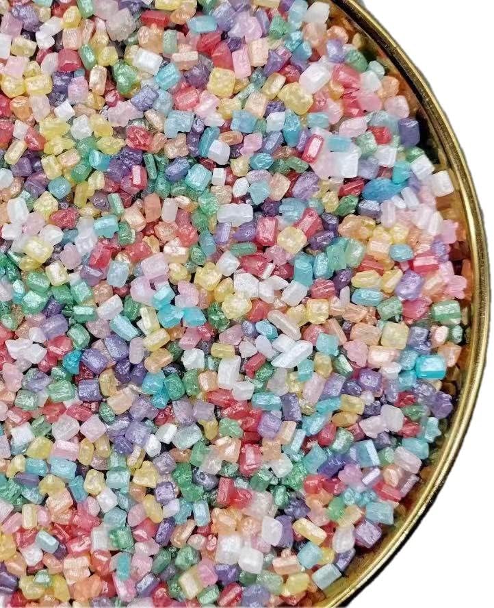 Rainbow Sugar Sprinkles,Cake Crystals sprinkles,Cookie sprinkles, Edible Candy Pearls 130g 4.6OZ for Cake Cupcake Decorationg(Crystals-Rainbow)