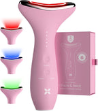 REVO Genie Facial Massager for Face and Neck, LED Beauty Device with Heat and Vibration, Depuffing Sculpting Tool with Red Blue Green Light Modes for Skincare Routine