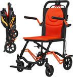 Wheelchairs for Adults, Lightweight Transport Chair,Foldable and PortableTravel Wheelchair with Removable Flip Armrests and Swing Footrests,Portable Travel Chair with Hand Brakes