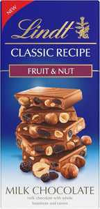 Lindt CLASSIC RECIPE Fruit and Nut Milk Chocolate Candy Bar, Milk Chocolate Candy, 5.3 oz.