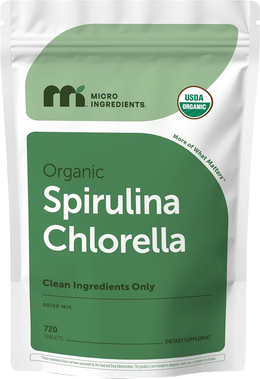 Micro Ingredients Organic Spirulina Chlorella Tablets, 720 Count | 4 Month Supply | 50/50 Algae Blend | Broken Cell Wall | Non-GMO, Filler Free