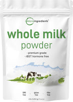 Micro Ingredients Whole Milk Powder, 4 lb | Pasture-Raised, rBST-Free | Pure & Rich in Protein | Ideal for Baking & Everyday Use | Non-GMO, Gluten-Free, Premium Grade