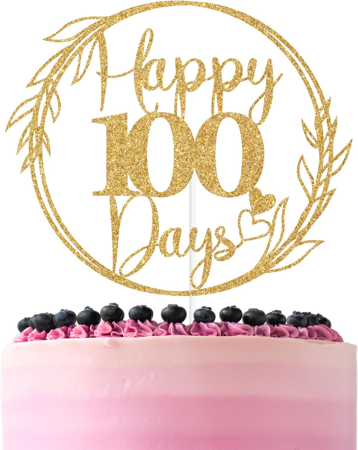 Gold Glitter Happy 100 Days Cake Topper, Sweet 6 Months/Welcome Baby, Funny Baby's 100 Days Birthday Baby Shower Gender Reveal Party Decorations Supplies