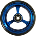 RIANTWHEEL, 4 X 1.0 inch, Solid, PU Wheels, Wheelchair Casters, Aluminum Rim, one Pair (Blue)