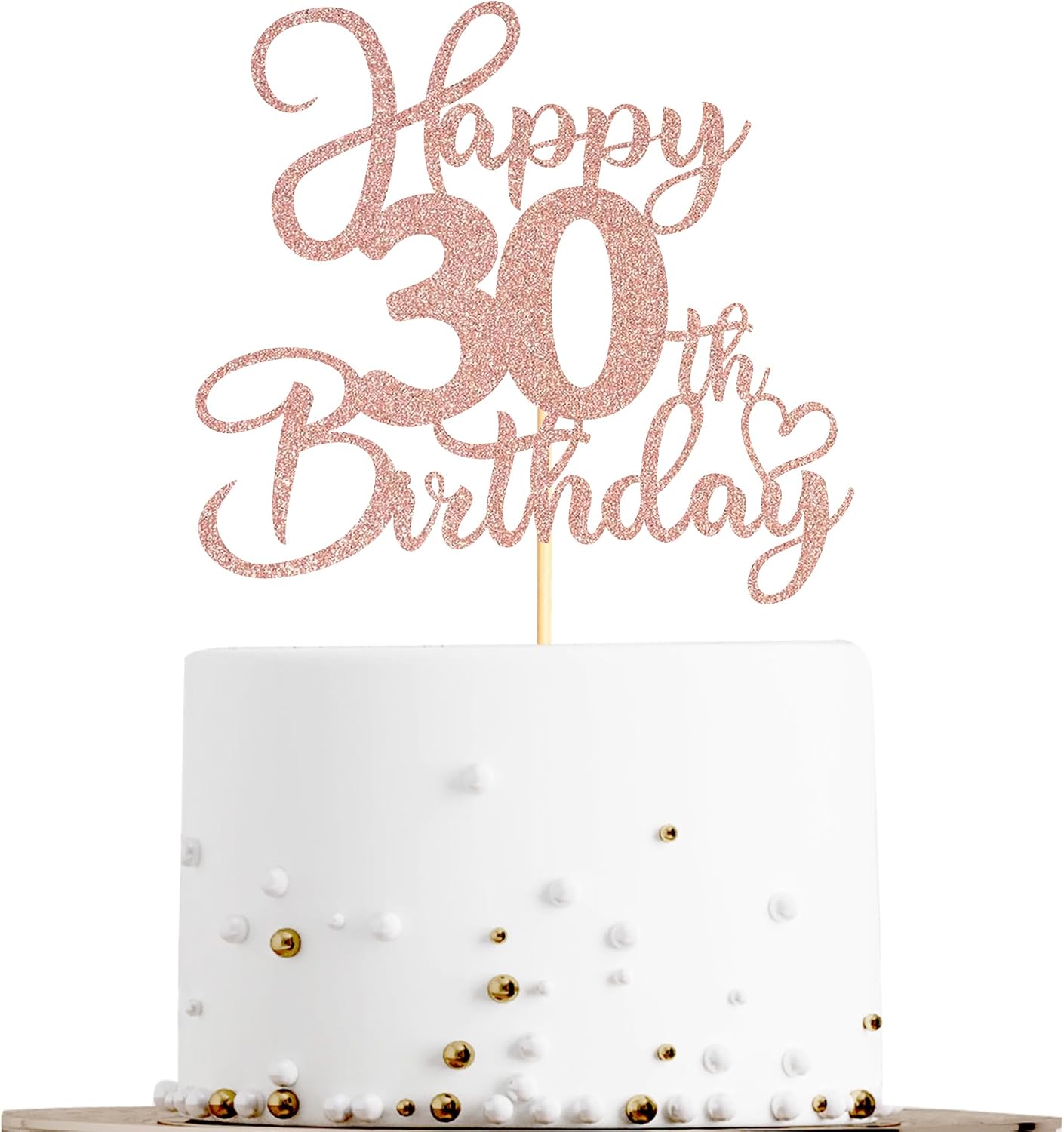 Sotpot 1 Pack 30th Birthday Cake Topper Double-sided Rose Gold Glitter Cake Pick Cake Decoration for Happy 30th Birthday Anniversary Party Decorations