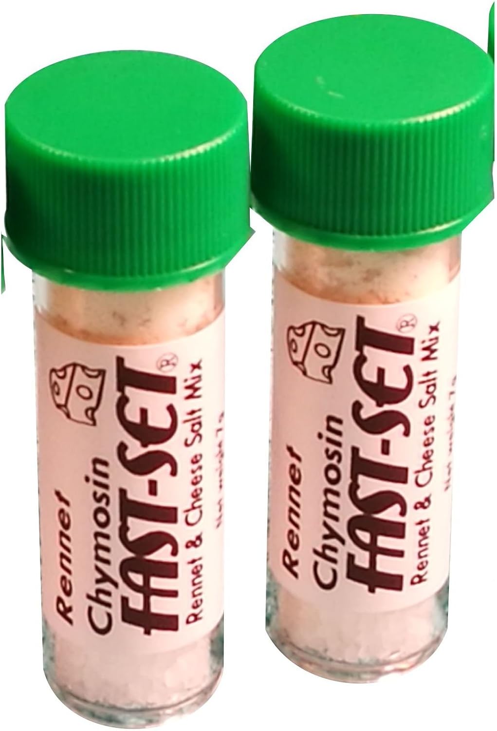 2 X Rennet Chymosin Fast-Set 7 grams Mix for 50 Litres of milk Rennin Cheese salt & Coagulant Tub