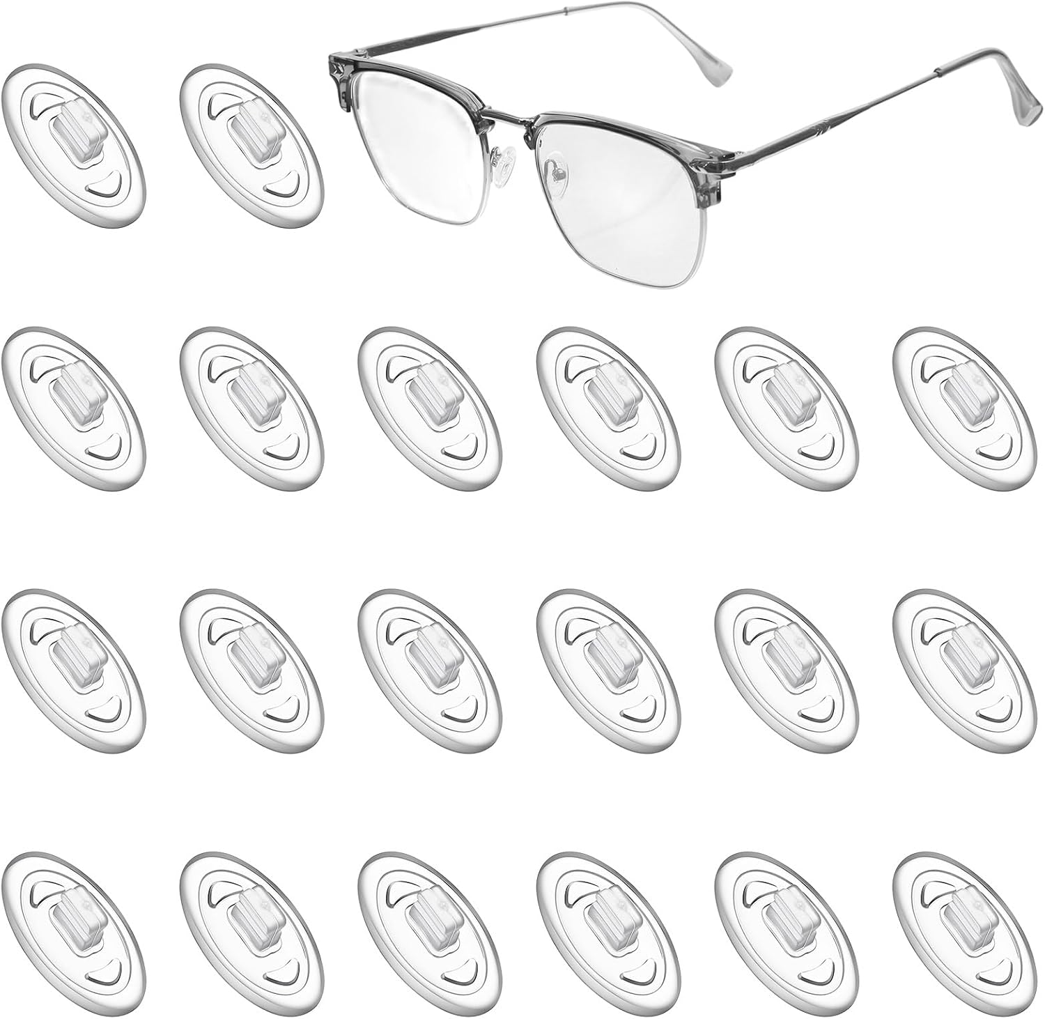 Nogeqi 10 Pairs Eyeglass Nose Pads Non Slip, Soft Silicone Glasses Nose Pad Replacement, Slip-On Noses Piece for Eyeglasses Anti-Slip, Most Glasses & Sunglasses Repair Kit, Easy Install (Clear)