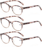 MODFANS Reading Glasses 1.75 Women 3 Pack Spring Hinge Fashion Round Stylish for Reading with Pouch