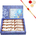 Ghasitaram Gifts Rakhi Gifts for Brothers Rakhi Sweets - ANJIR KATLI (800gms) with Beads Rakhi