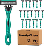20 count Disposable Razors for Men,3-Blade Razors,Bulk Stainless Steel Shavers with Lubricating Strip for Shaving Sensitive Skin