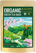 GLDNT Organic Green Tea Bags, Natural Pure Organic Green Tea, Super Antioxidant, Caffeinated, 100 Count
