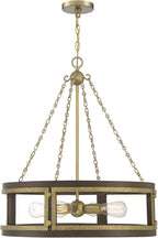 Savoy House 1-1490-4-170 Lakefield Pendant, 4-Light 240 Total Watts, Burnished Brass w/Walnut