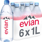 Evian Natural Spring Water, 1 L bottles, 6 pack