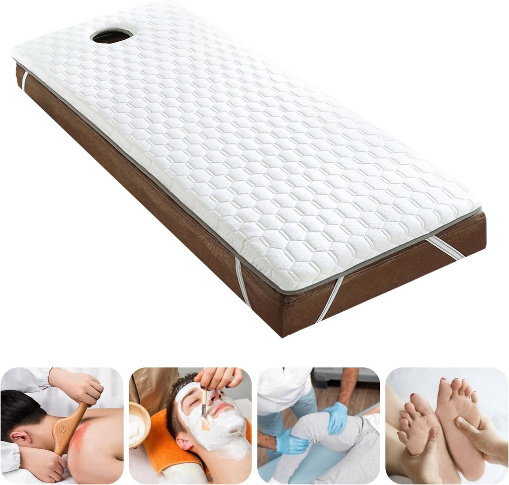 KKCD Massage Table Cushion Topper Memory Foam,Lash Bed Mattress Pad,Non-Slip Spa Bed Padding,with Breathe Hole&Elastic Bands,Square/Round/Trapezoidal Head,3/4/5/6cm Thick,5cm/2.0in,S 60x180cm