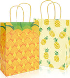 JarThenaAMCS 24Pcs Pineapple Paper Gift Bags Hawaiian Summer Fruit Candy Goodie Treat Bags with Handles Reusable Yellow Grocery Shopping Bag for Luau Birthday Party Supplies