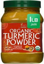 Organic Turmeric Powder 1 Pound Jar by Jiva Organics - 100% Raw with Curcumin - Lab Tested & Reports Available - Raw from India