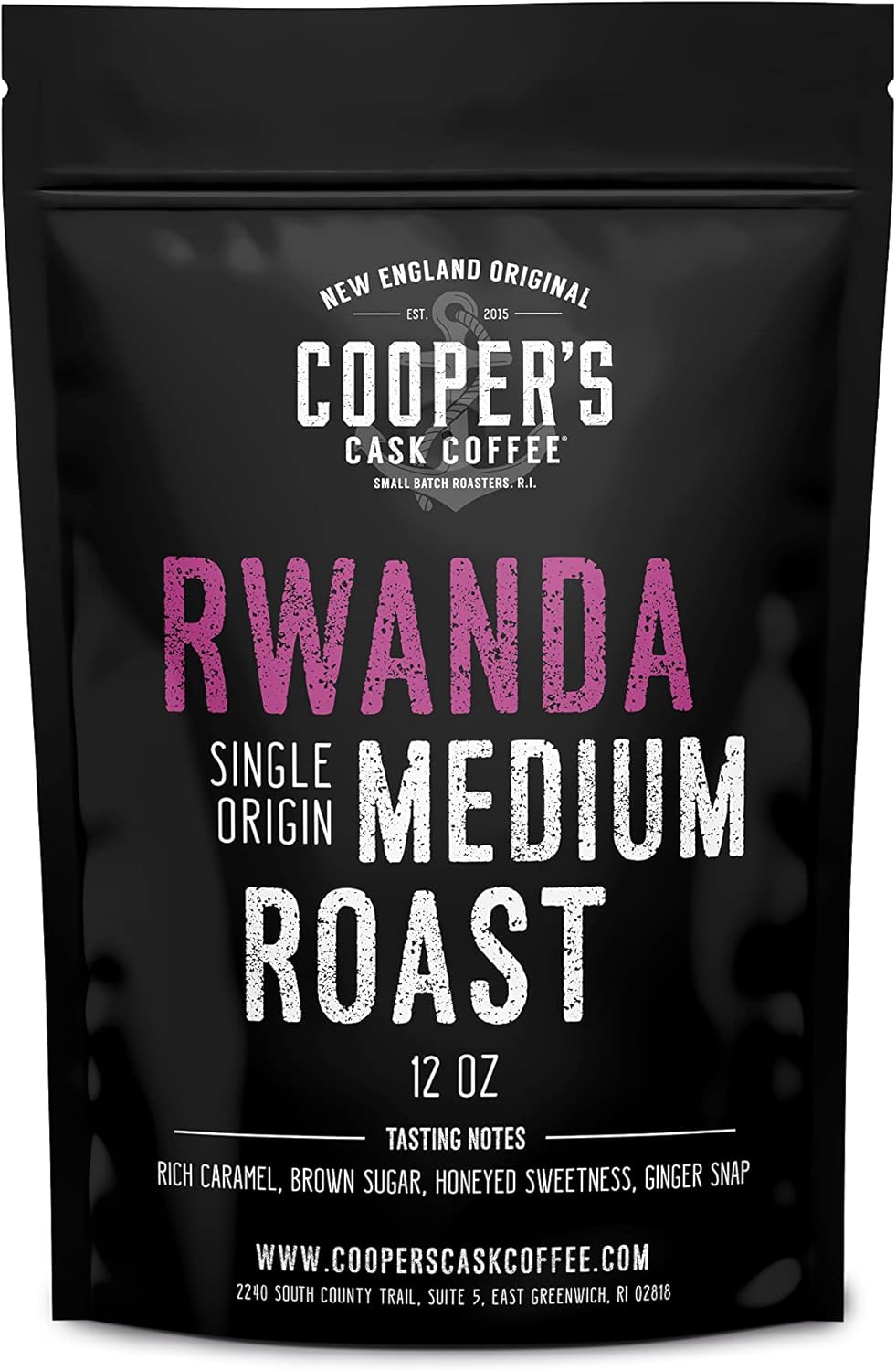Rwanda Full Bodied Medium Roast Coffee Beans, Single Origin Whole Bean, 12 oz Bag