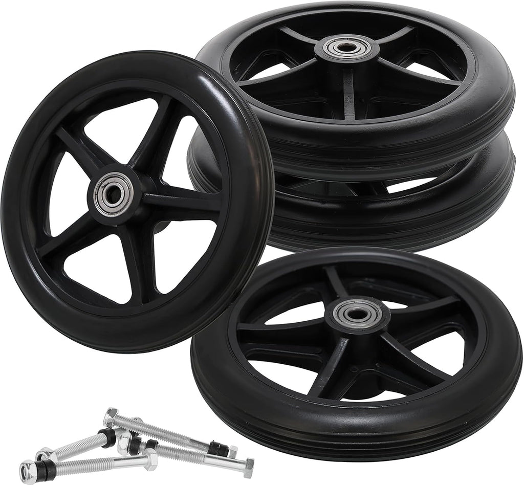 4PCS Rubber Wheel Replacement, 6 Inch Wheelchair Wheels for Walkers,Rubber Wheel Replacement, Anti-Slip Solid Caster Roller Wheels,Universal Wheelchair Replacement Wheel Accessories for Walkers