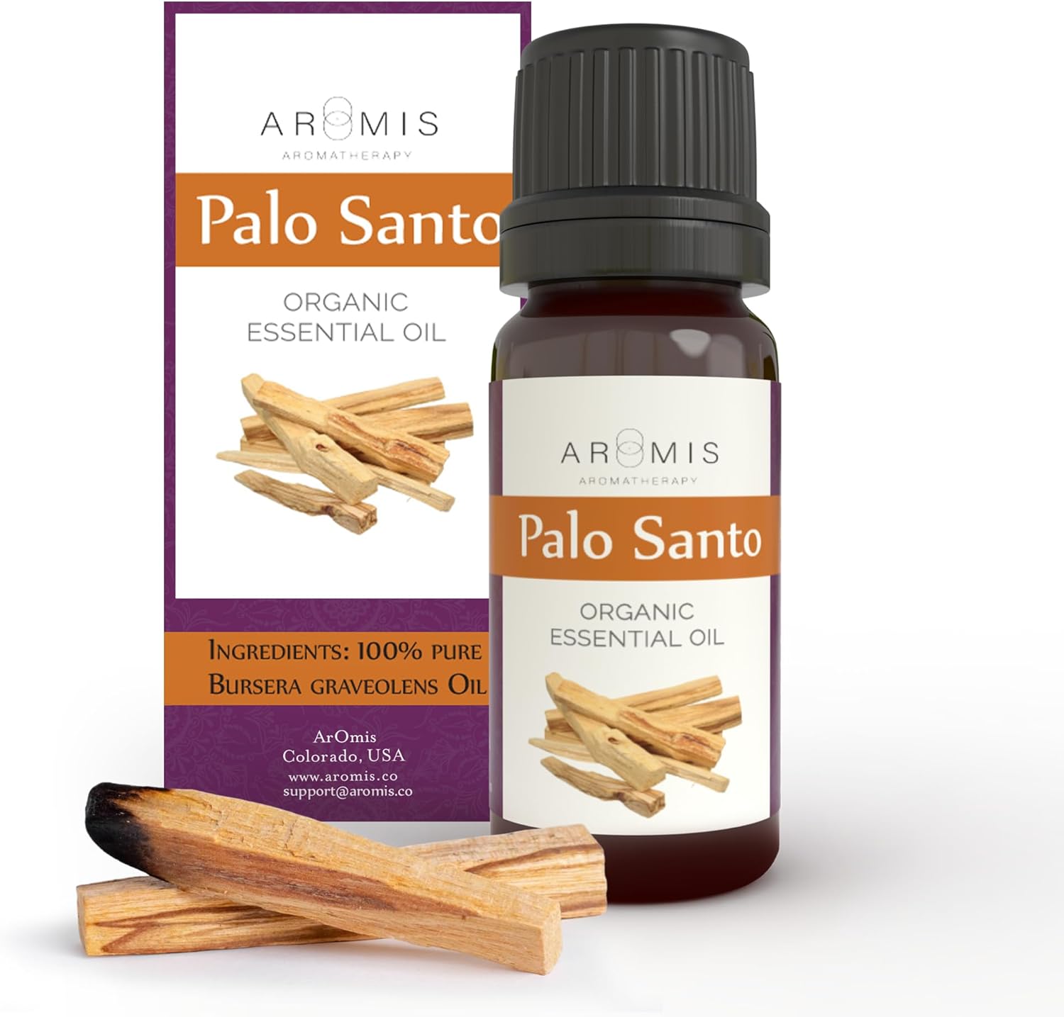 ArOmis Organic Palo Santo Essential Oil - 100% Pure Therapeutic Grade 10ml (.34 Fl Oz) - Undiluted, Premium, Oils for Aromatherapy - All the Aroma None of the Smoke - Wildcrafted and Sustainable